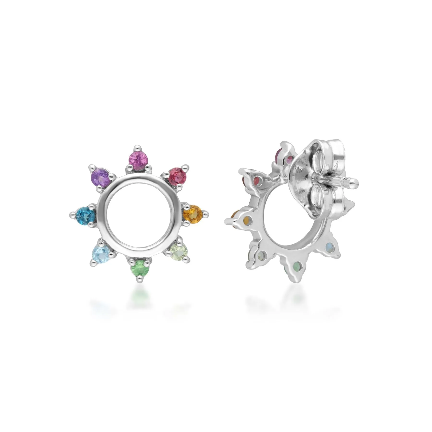 Regenbogen Sonnen Ohrstecker in Sterling Silber