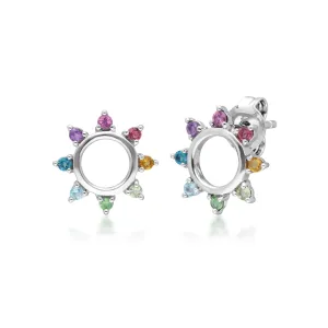 Regenbogen Sonnen Ohrstecker in Sterling Silber
