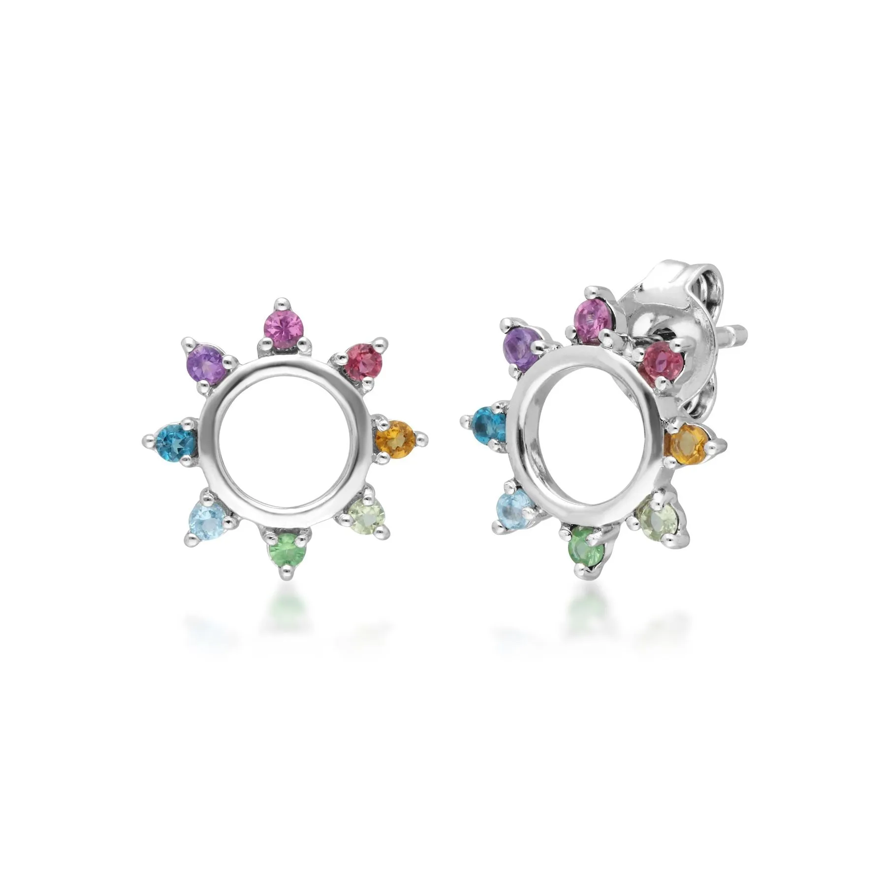 Regenbogen Sonnen Ohrstecker in Sterling Silber