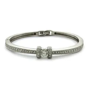 Rhodium 925 Sterling Silver Bangle with AAA Grade CZ in Clear for Women Style LOAS1329