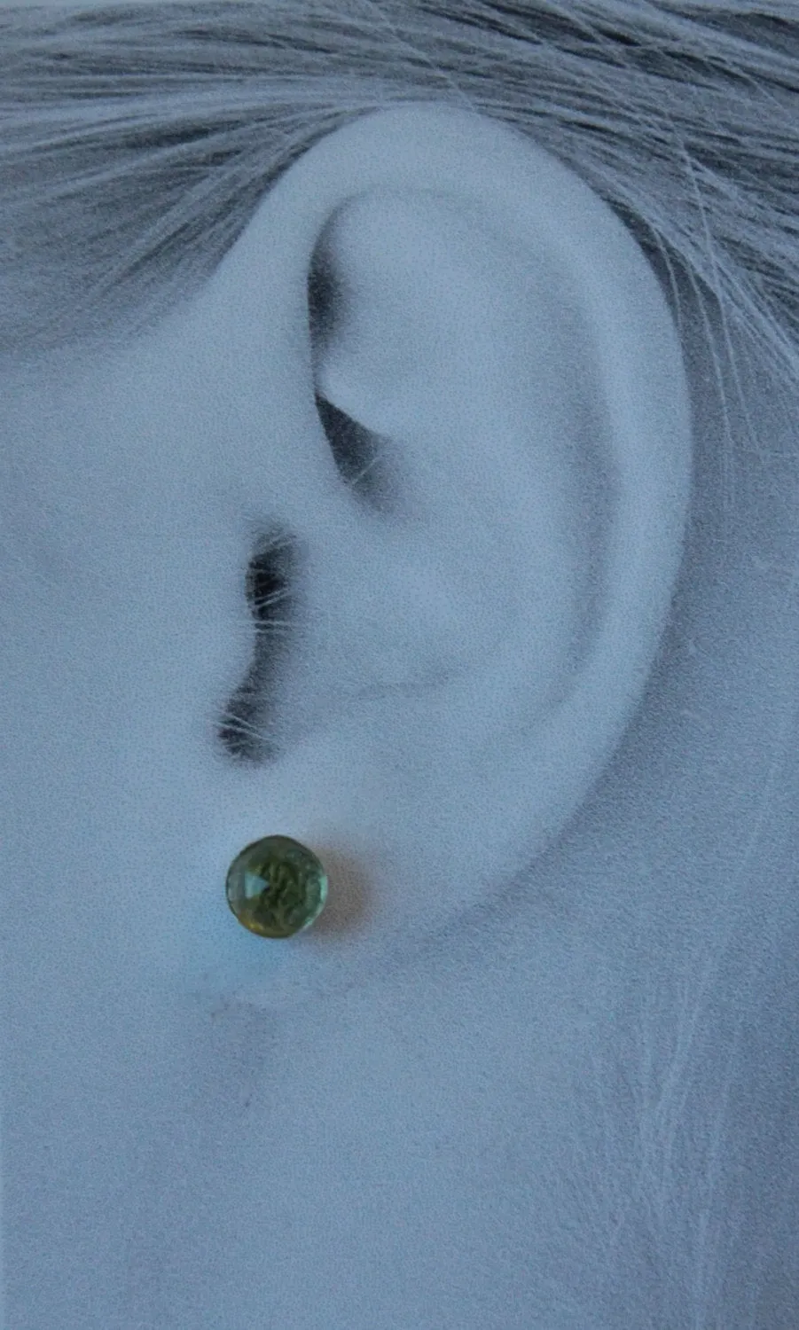 Rose Cut Peridot Bezel Gemstones, Large (Niobium or Titanium Post Earrings)