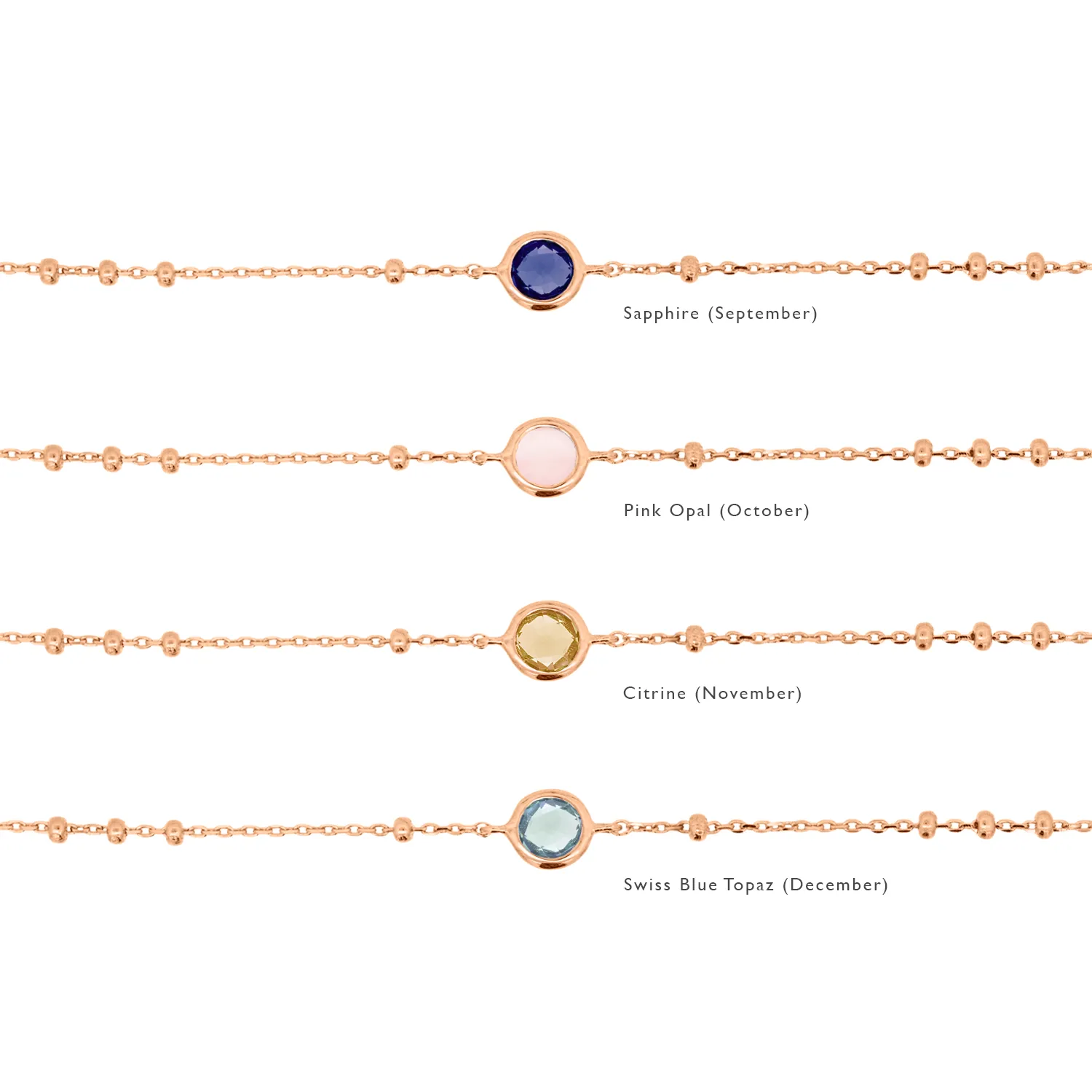 Rose Gold Birthstone Bracelet