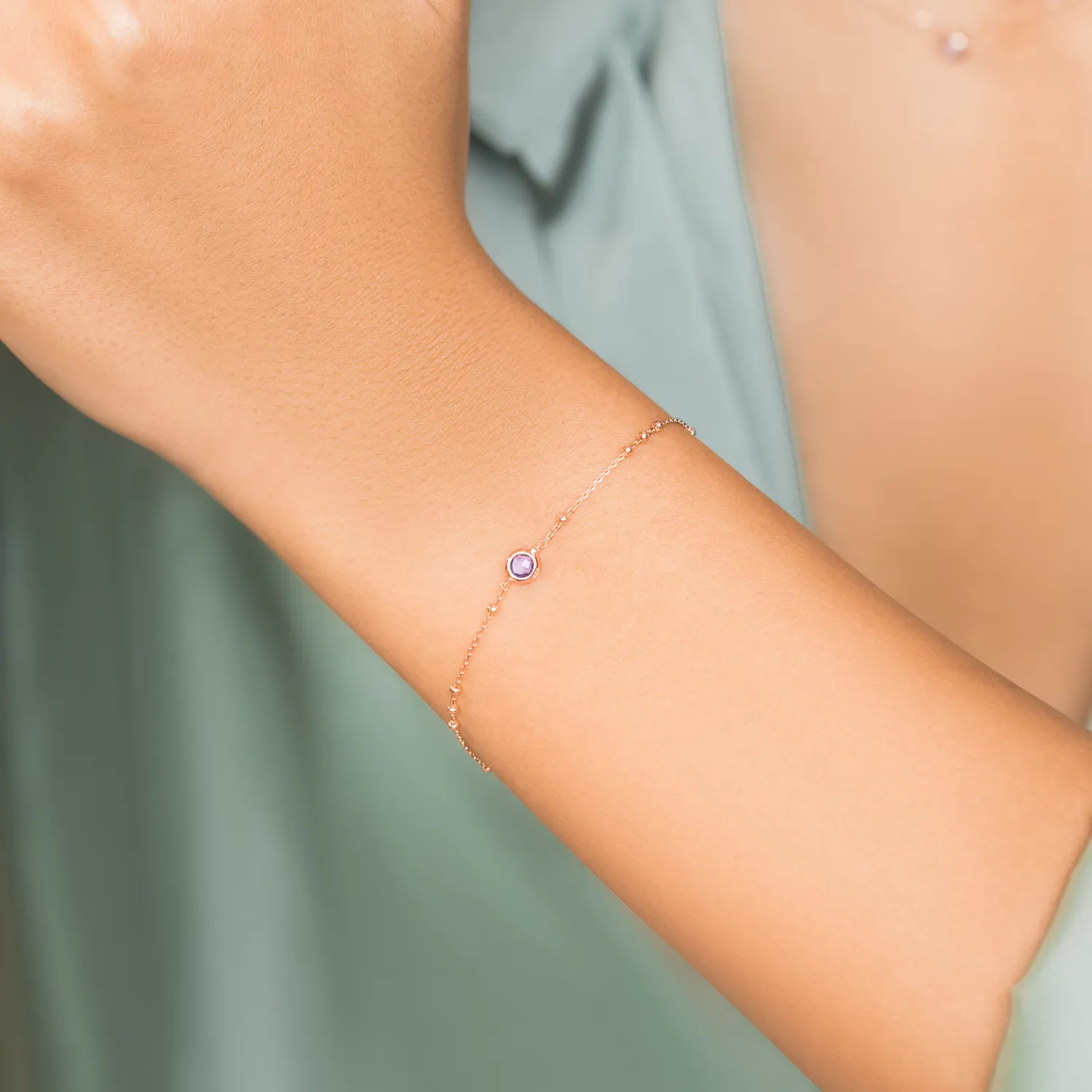 Rose Gold Birthstone Bracelet