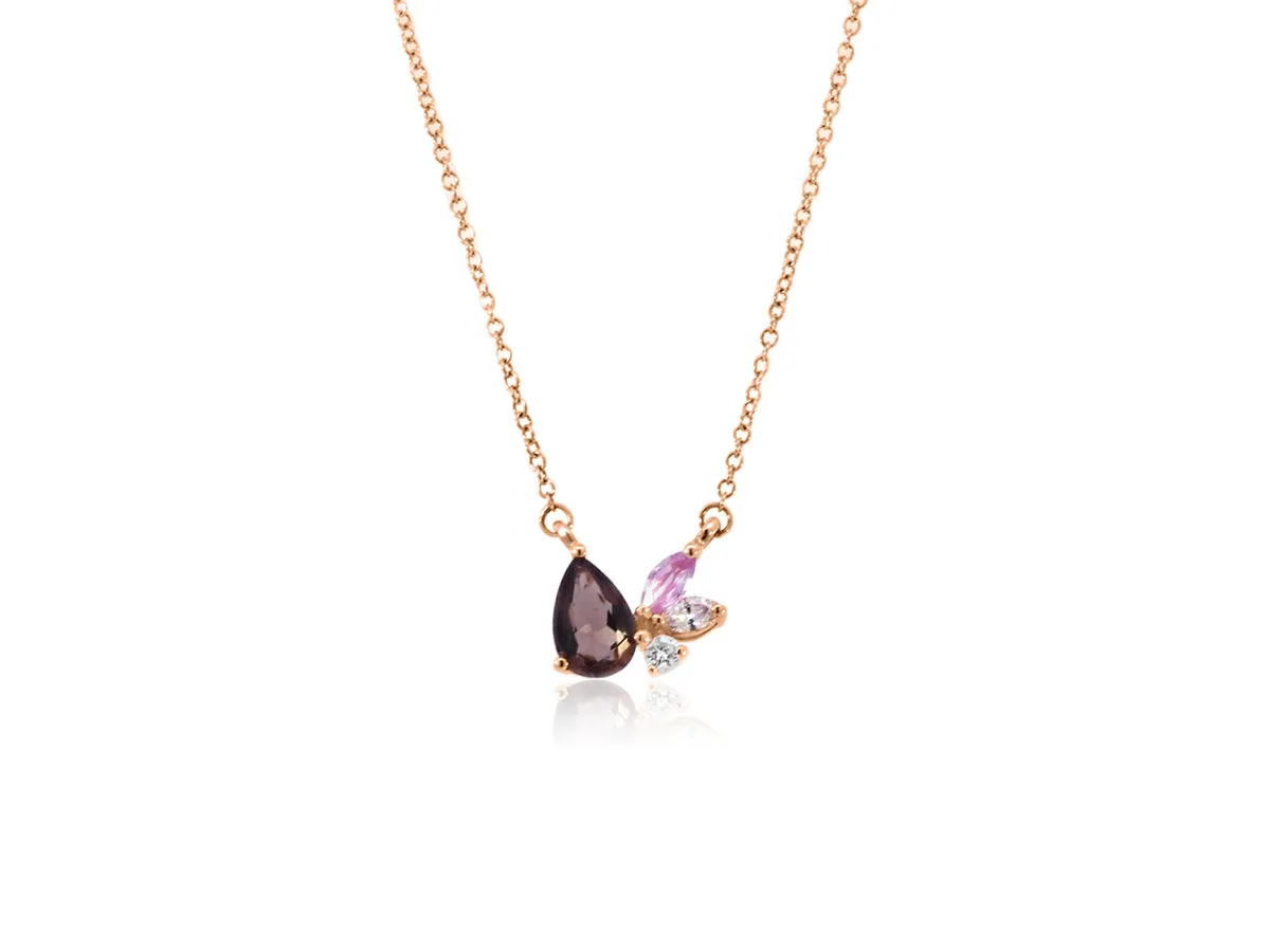 Rose Gold Gemstone Cluster Necklace