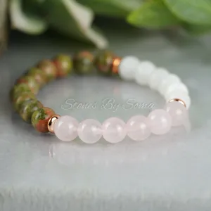 Rose Quartz, Moonstone & Unakite