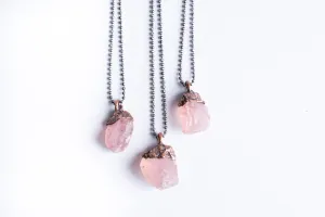 Rose quartz necklace | Electroformed crystal necklace