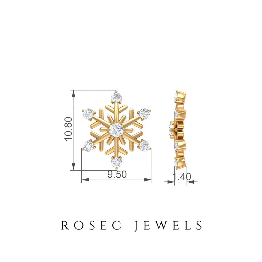 Round Diamond Snowflake Stud Earrings