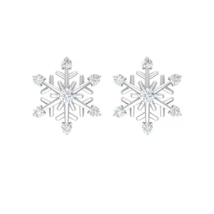 Round Diamond Snowflake Stud Earrings