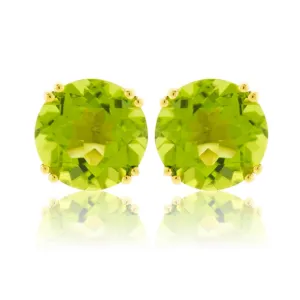 Round Peridot 8mm Stud Earrings