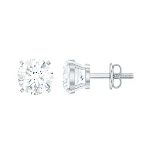 Round Shape Moissanite Solitaire Stud Earrings