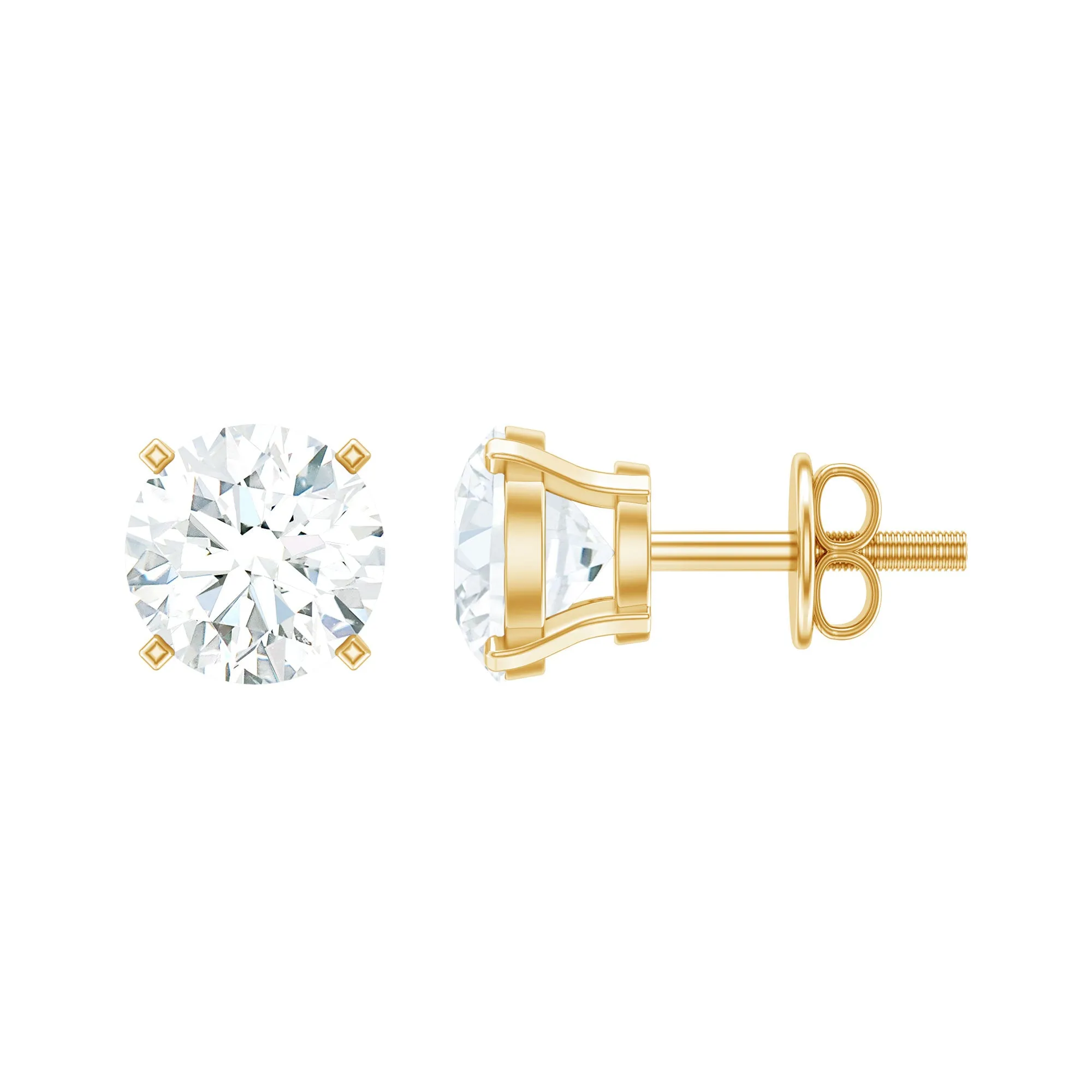 Round Shape Moissanite Solitaire Stud Earrings