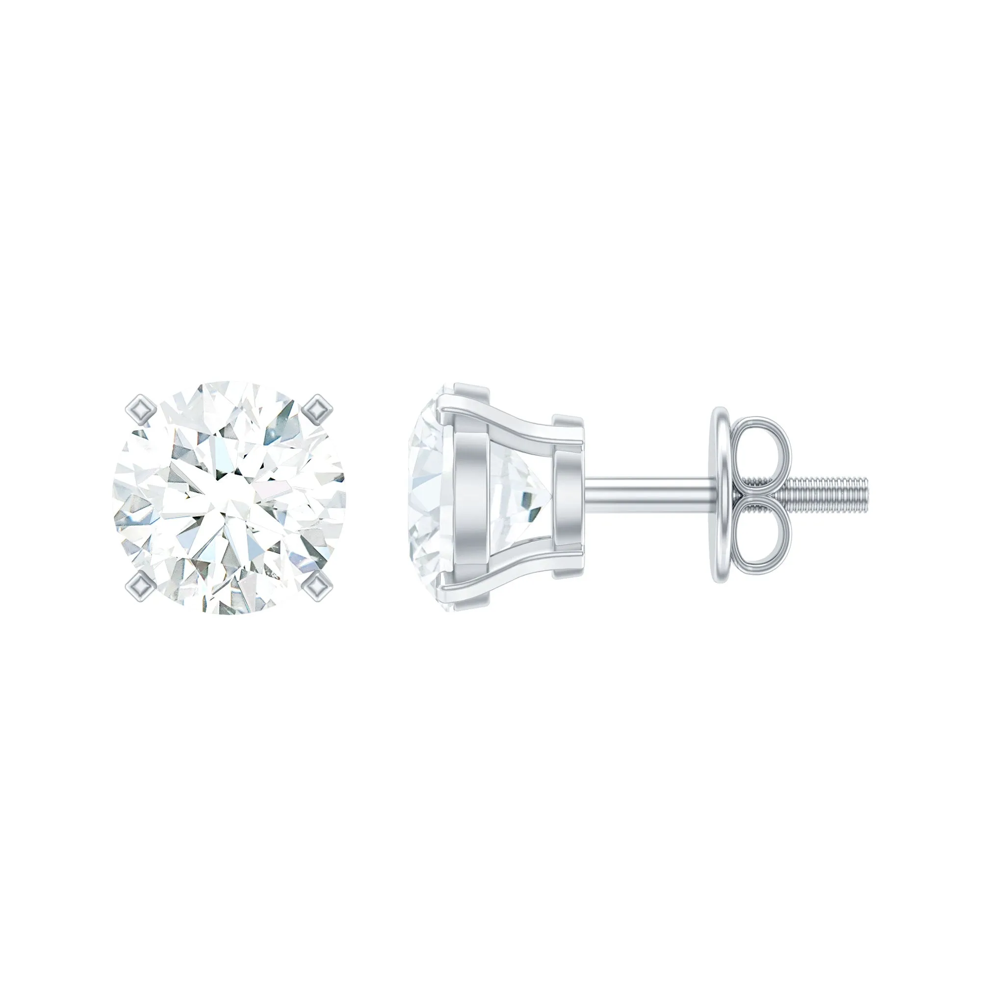 Round Shape Moissanite Solitaire Stud Earrings