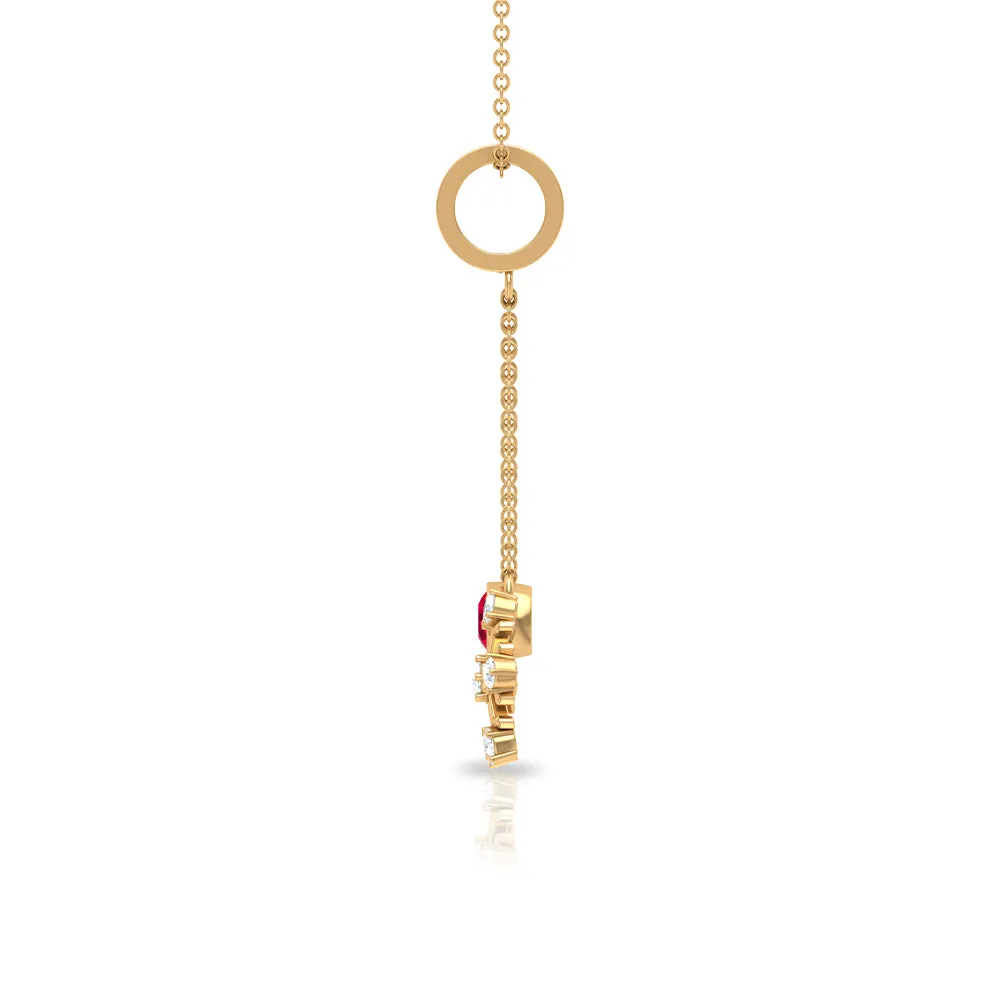 Ruby and Diamond Snowflake Dangle Pendant