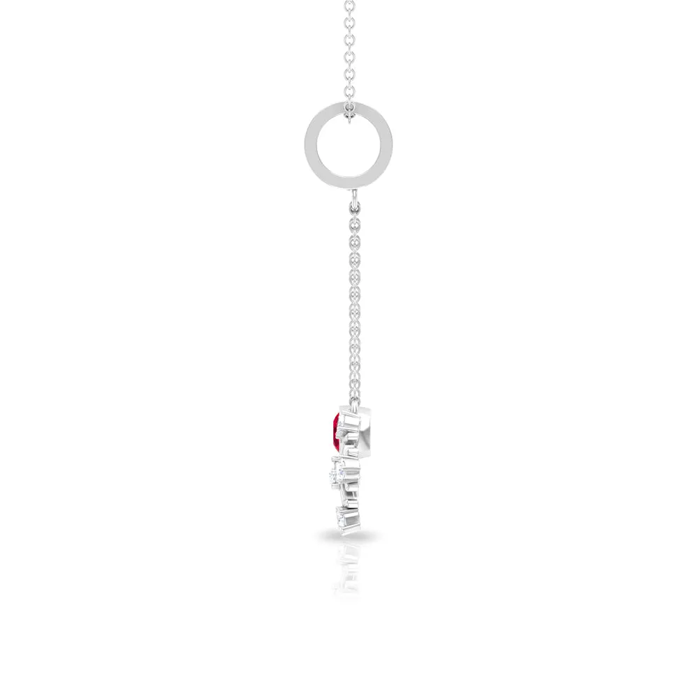Ruby and Diamond Snowflake Dangle Pendant