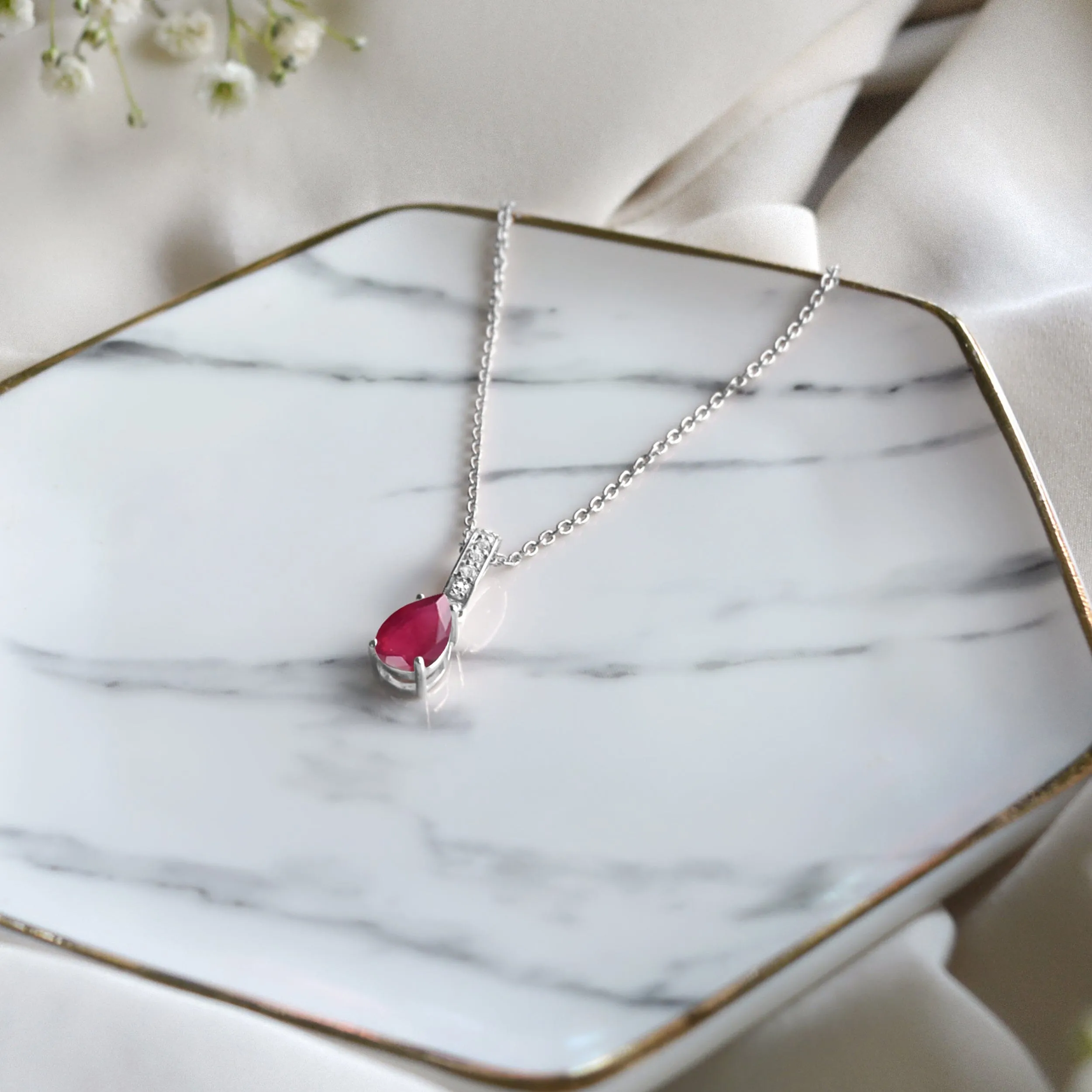 Ruby Necklace Sway - July Birthstone