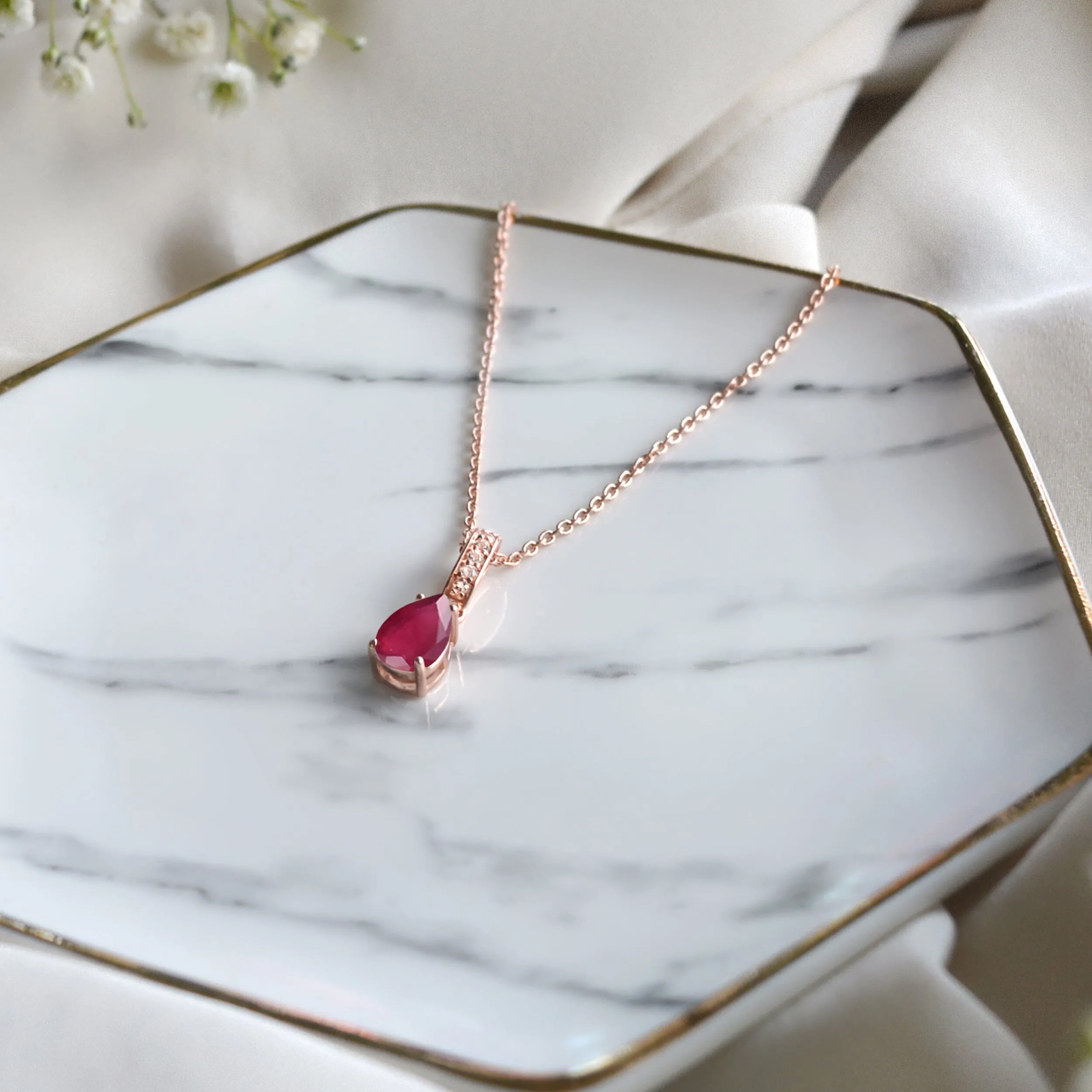 Ruby Necklace Sway - July Birthstone