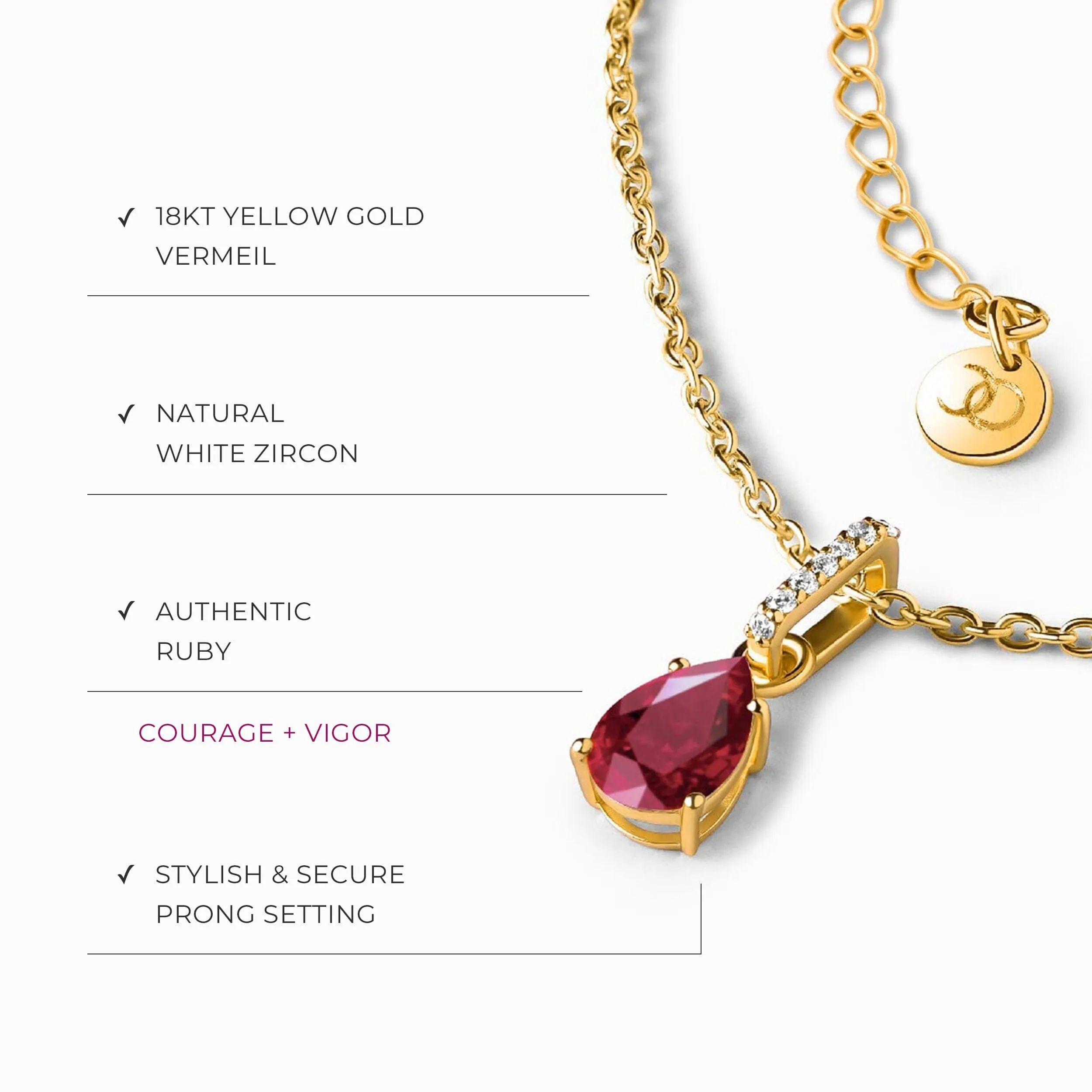 Ruby Necklace Sway - July Birthstone
