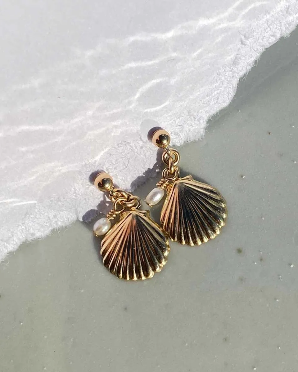 Shell & Pearl Drop Earrings