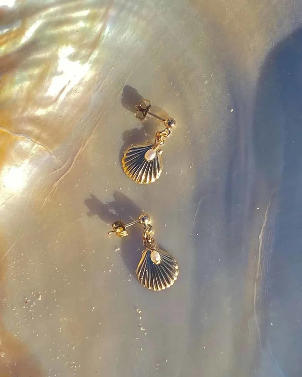 Shell & Pearl Drop Earrings