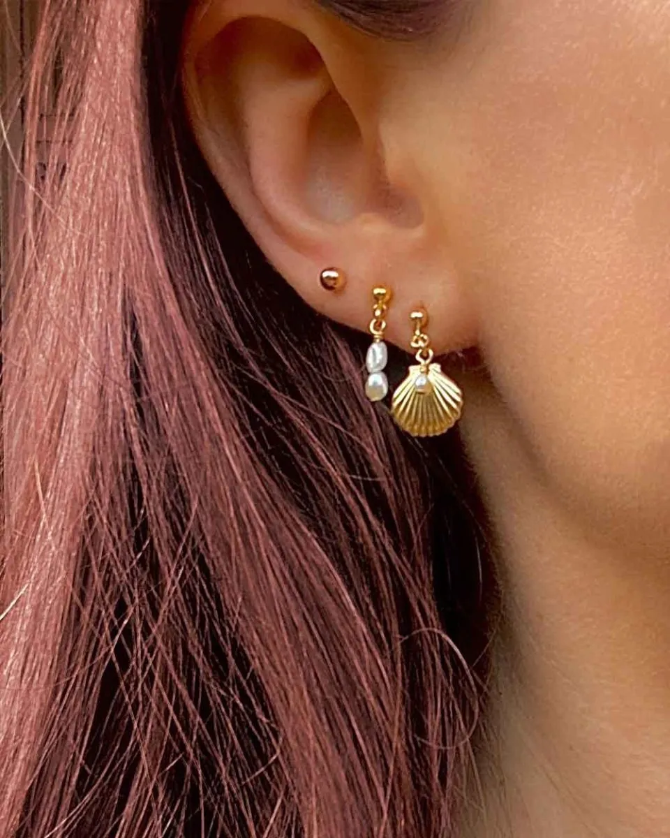 Shell & Pearl Drop Earrings