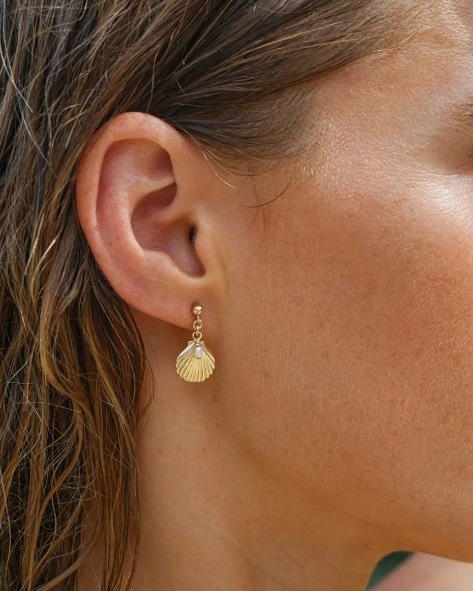 Shell & Pearl Drop Earrings