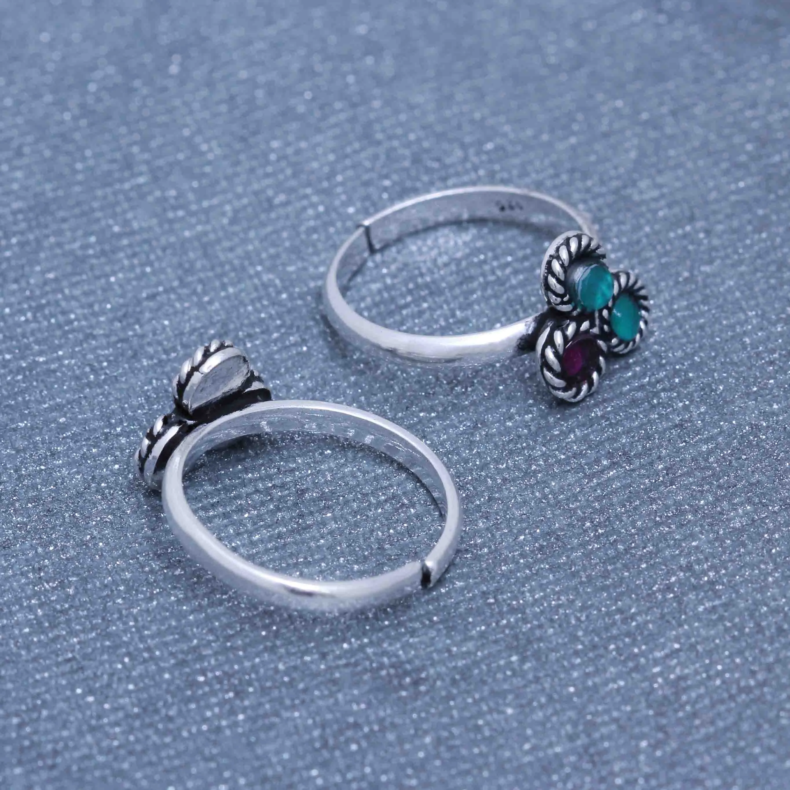 Silver Duo color Toe Ring