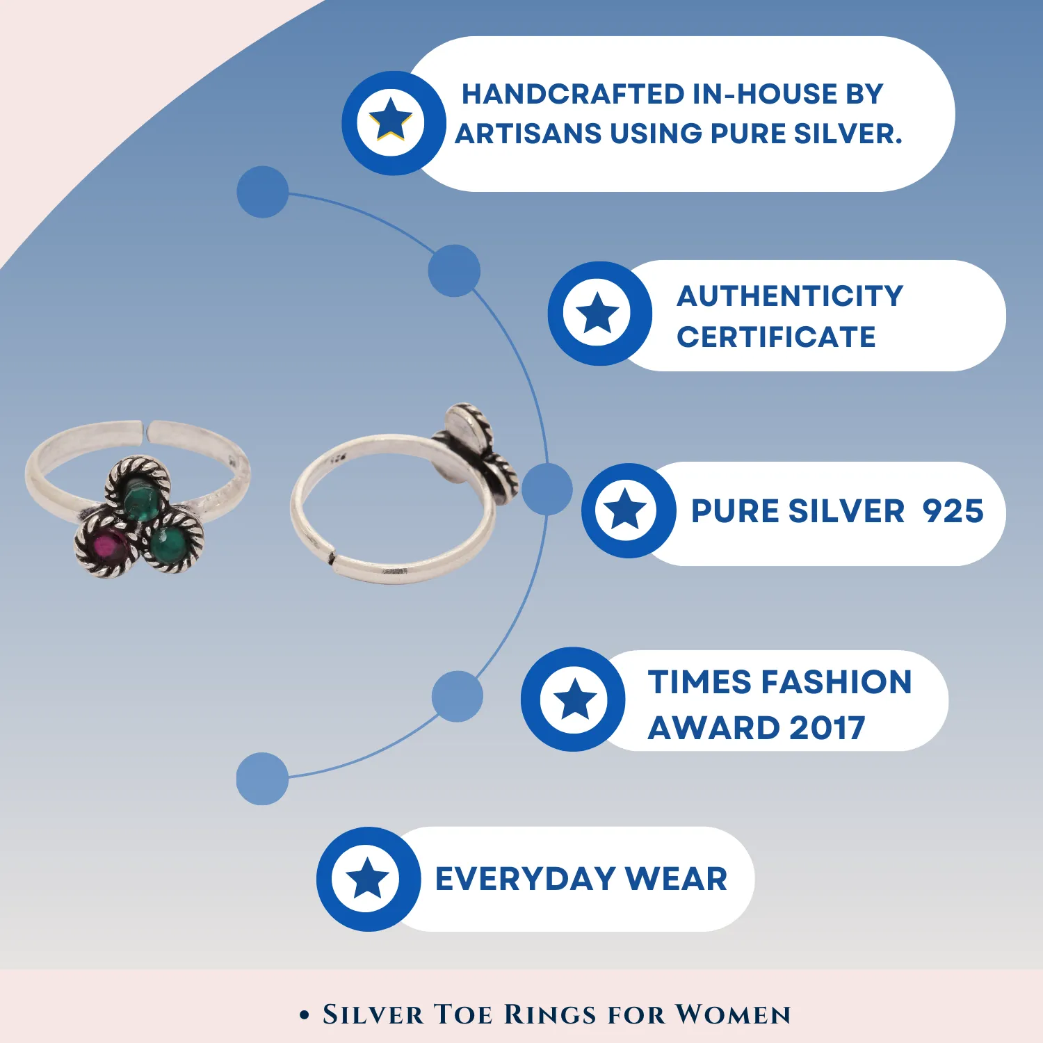 Silver Duo color Toe Ring