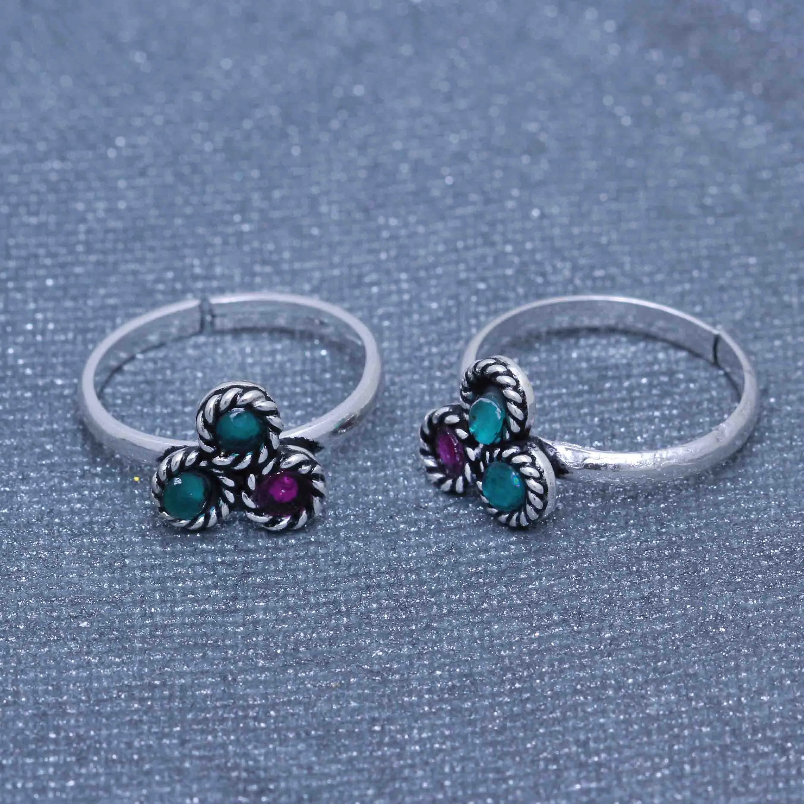 Silver Duo color Toe Ring