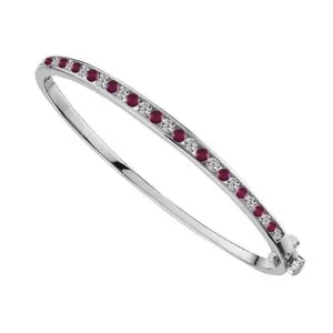 Silver Ruby channel set bangle with cz's