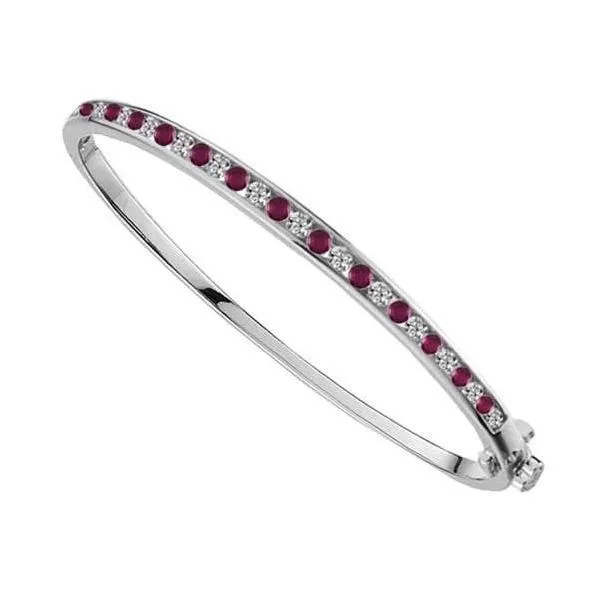 Silver Ruby channel set bangle with cz's