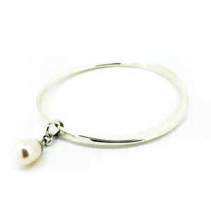 Silver Wave Pearl Bangle