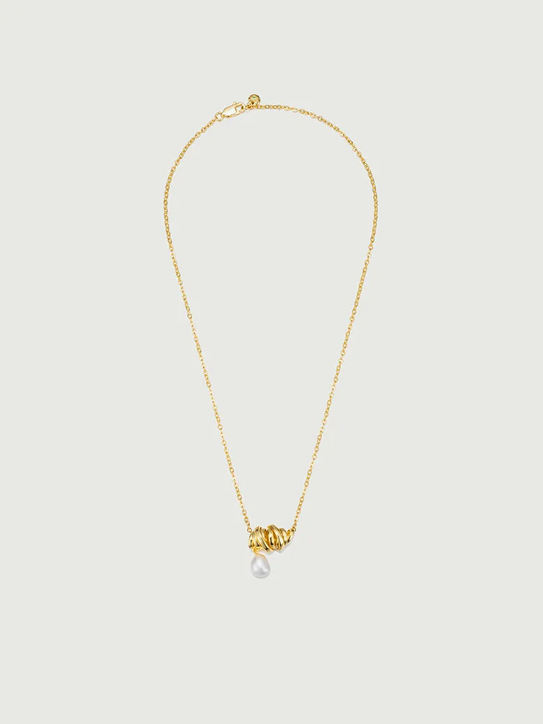 Slideable Baroque Pearl Croissant Necklace