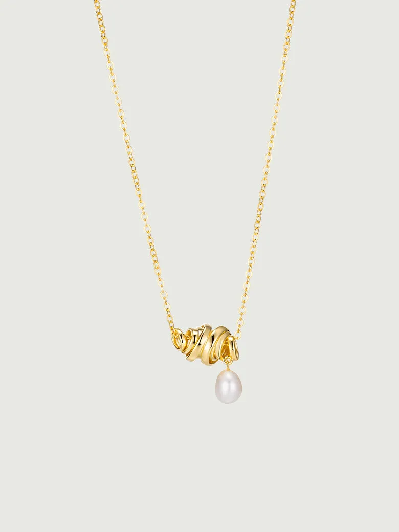 Slideable Baroque Pearl Croissant Necklace