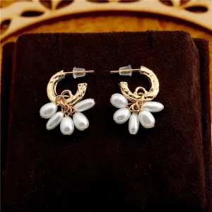 Small Circular Pearl Charm Earring
