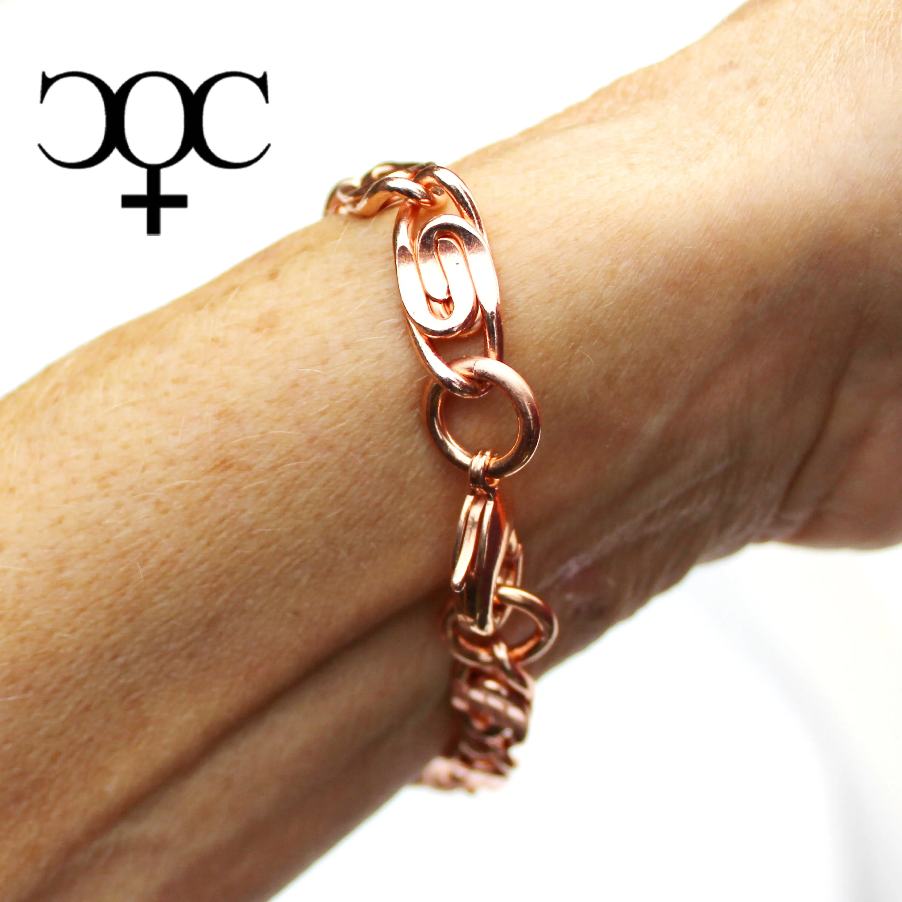 Solid Copper Bracelet Chain Heavy Celtic Scroll Chain Bracelet Copper Bracelet Chain 9 mm Scroll Chain Bracelet For Men And Women