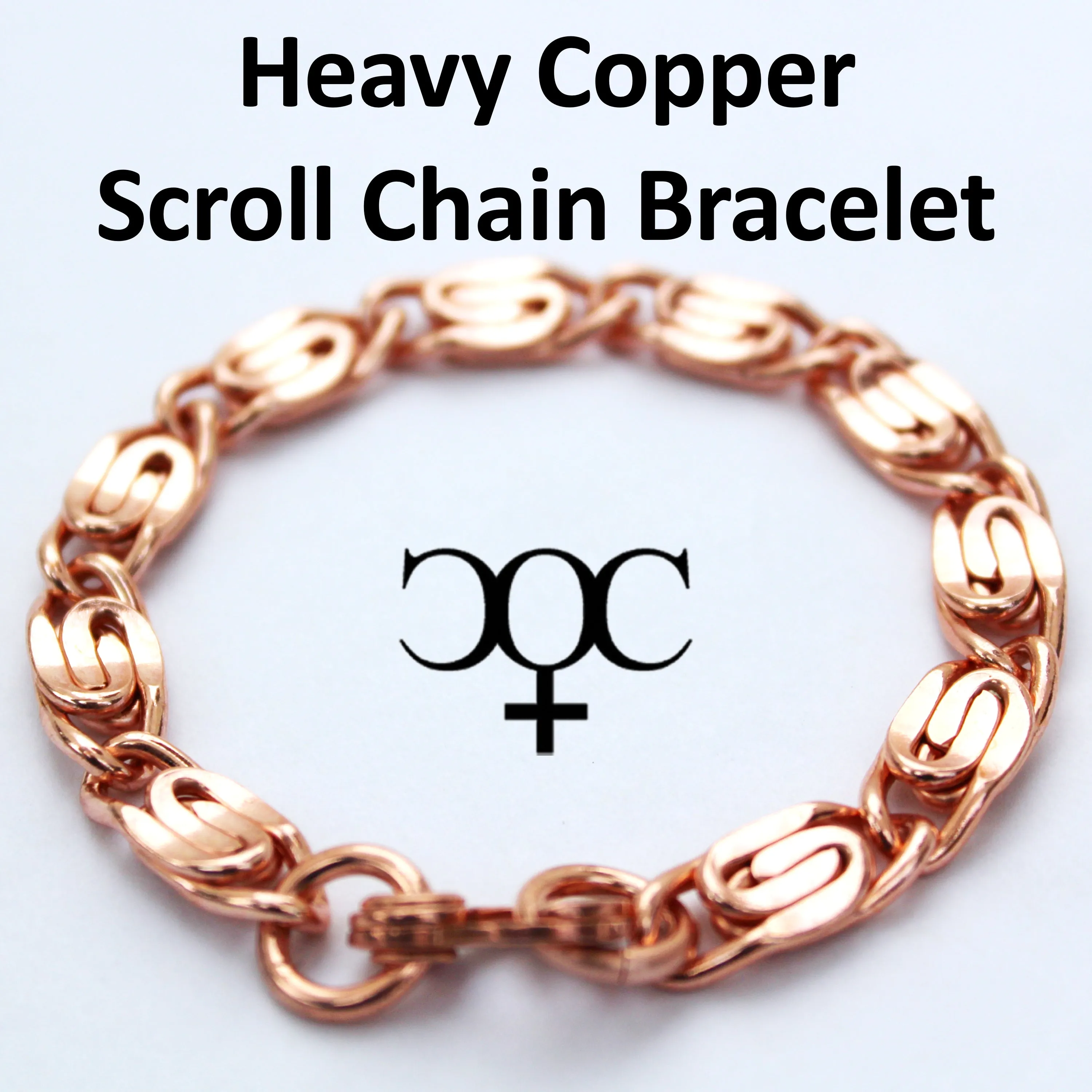 Solid Copper Bracelet Chain Heavy Celtic Scroll Chain Bracelet Copper Bracelet Chain 9 mm Scroll Chain Bracelet For Men And Women