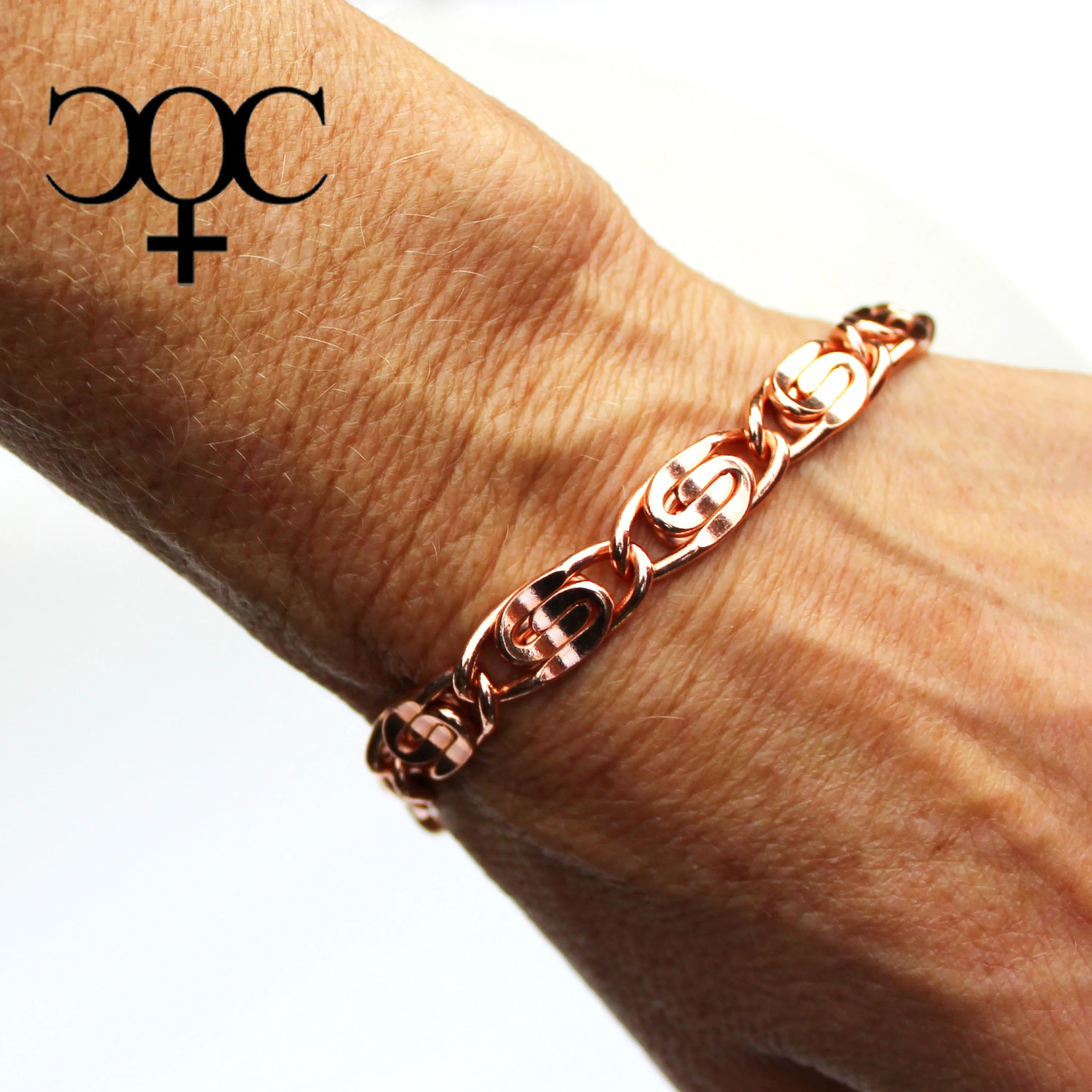 Solid Copper Bracelet Chain Heavy Celtic Scroll Chain Bracelet Copper Bracelet Chain 9 mm Scroll Chain Bracelet For Men And Women