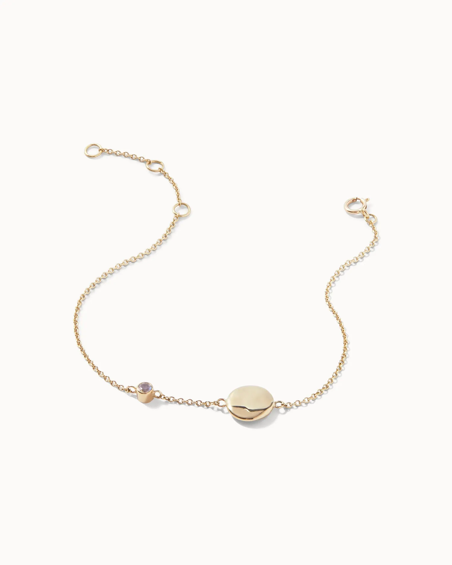 Solid Gold Moonstone June Birthstone Bracelet