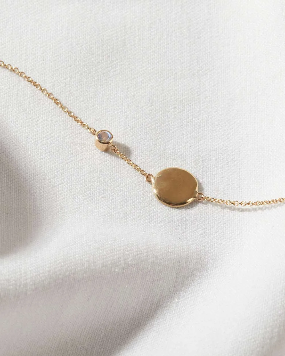Solid Gold Moonstone June Birthstone Bracelet