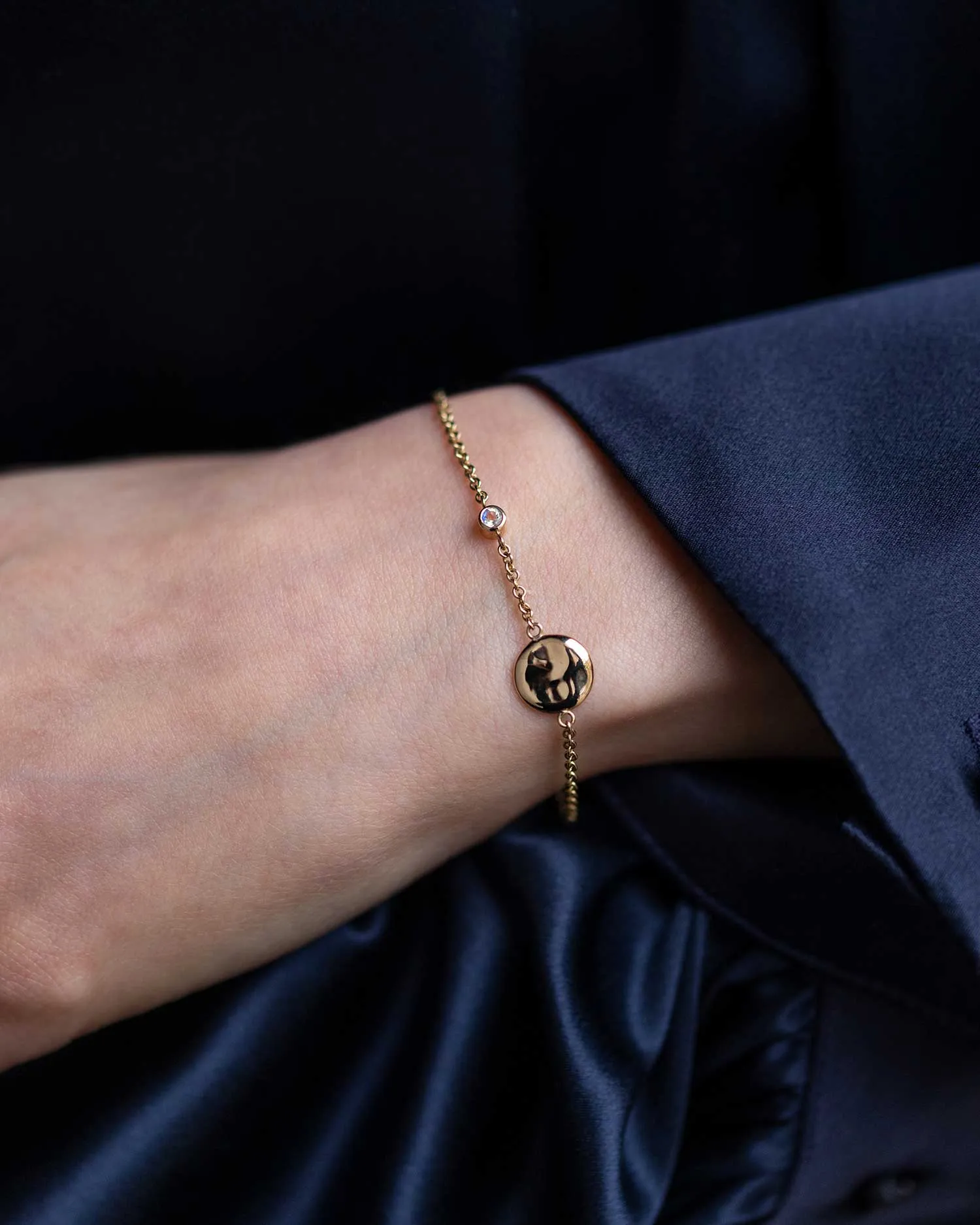 Solid Gold Moonstone June Birthstone Bracelet