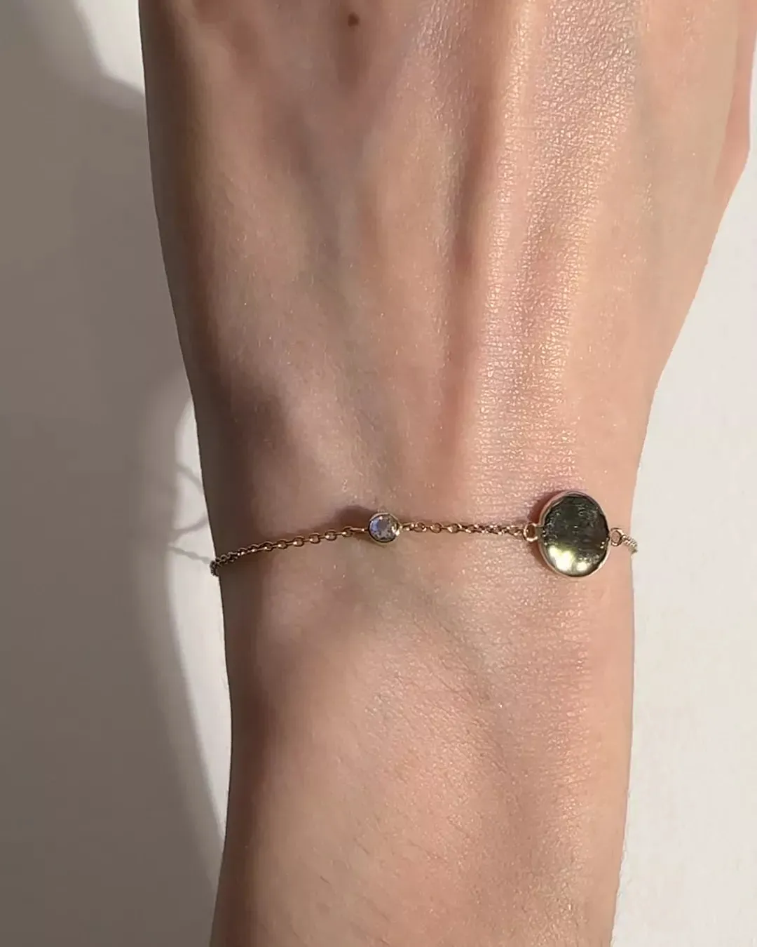 Solid Gold Moonstone June Birthstone Bracelet