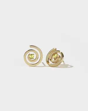Spiral Studs Set - Gold Plate with Peridot
