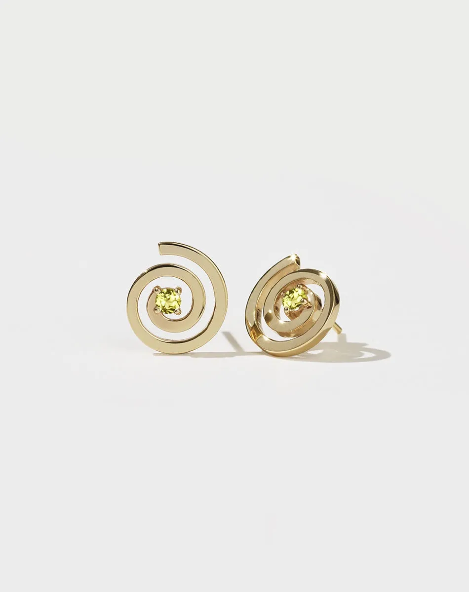 Spiral Studs Set - Gold Plate with Peridot