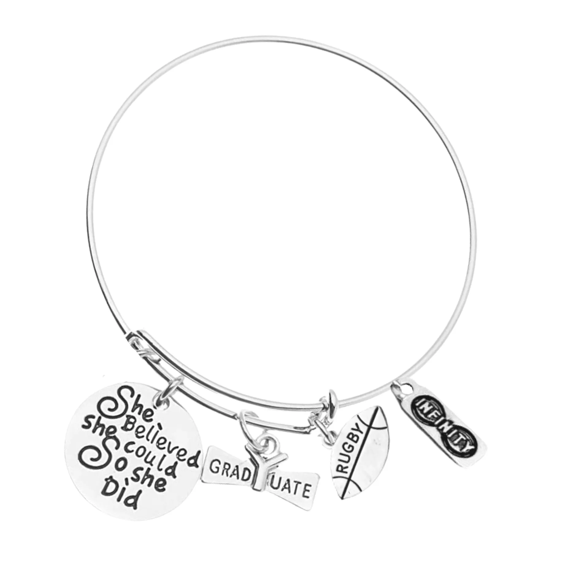 Sports Graduation Bracelet - She Believed She Could- Pick Activity