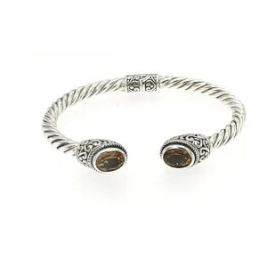 SS OVAL CITRINE TWISTED BANGLE