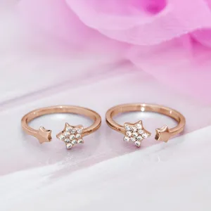 Starry Nights 925 Sterling Silver Rose Gold-Plated Star Toe Ring