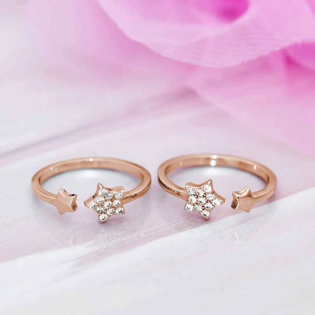 Starry Nights 925 Sterling Silver Rose Gold-Plated Star Toe Ring