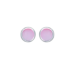 Sterling Silver 8mm Pink Mother of Pearl Round Stud Earrings