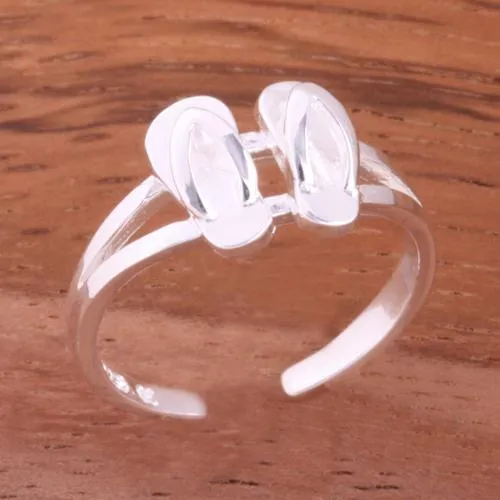 Sterling Silver Double Slipper Toe Ring 4mm
