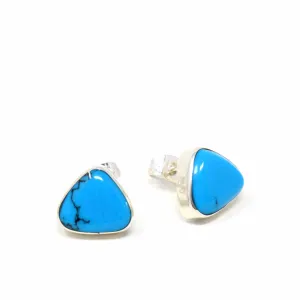 Sterling Silver Earrings Triangle with Turquoise